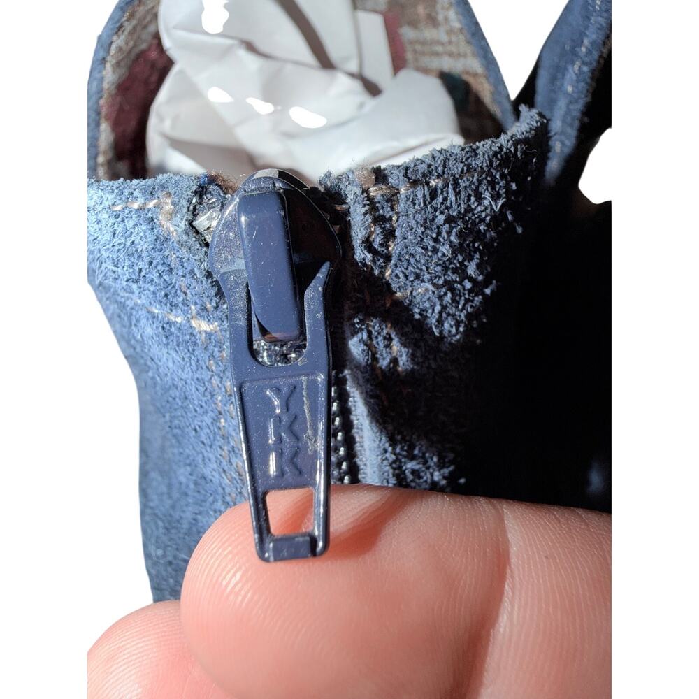 Earth origin blue suede leather heeled booties 8.5 wide width boho western comfy - Picture 6 of 8